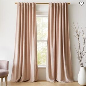 West Elm Velvet Curtain Dusty Blush Single Panel